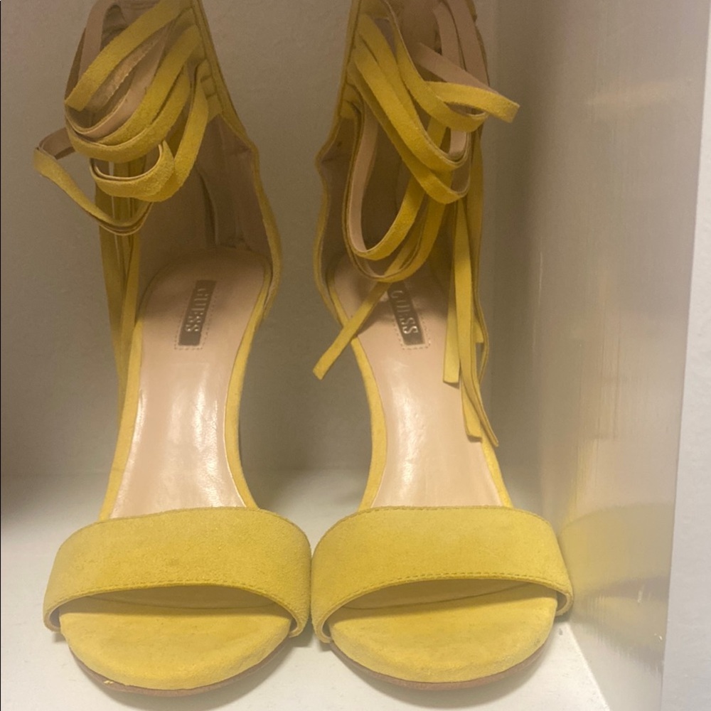 Guess Yellow High Heels with Cage Straps